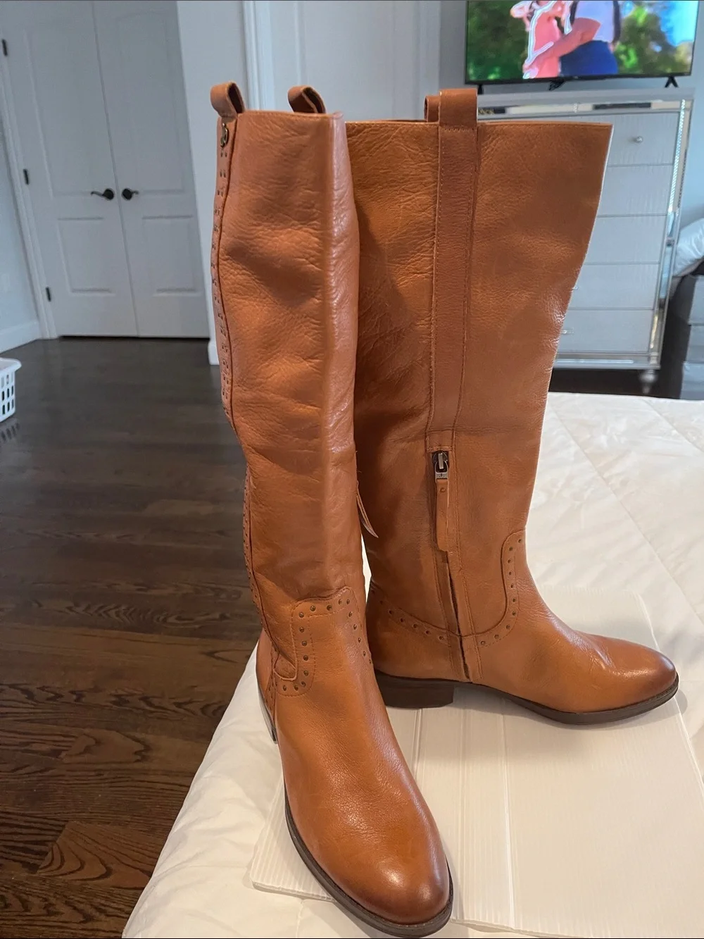 Sam Edelman Tall Leather Over-the-Knee Boots in Cognac